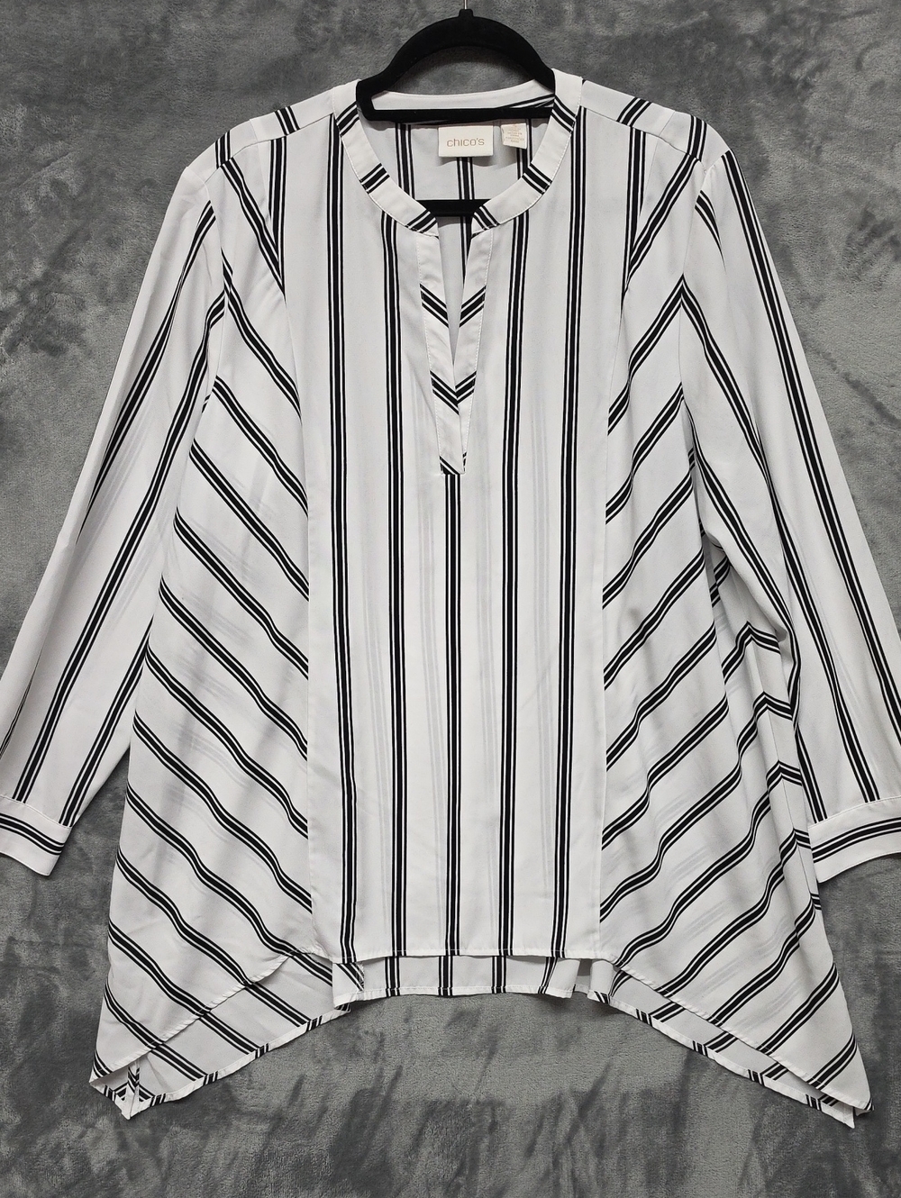 Chico's Black & White Vertical Stripe Tunic Sz 3(XL)